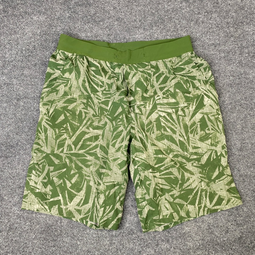 Lululemon Mens Green White Geometric Leaf Print Athletic Shorts Size M